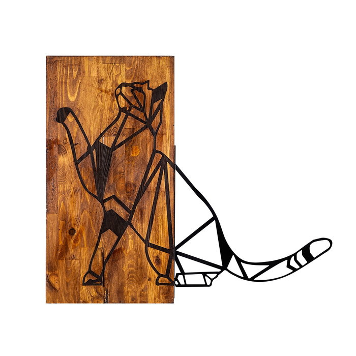 Wallity Cat Accesorio de Pared de Madera y Metal Nogal y Negro Wallity Cat Accesorio de Pared de Madera y Metal Nogal y Negro